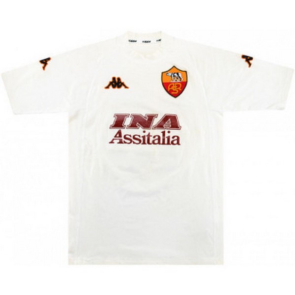 Auswärtstrikot Thailand AS Roma Retro 2000 2001 Weiß Günstige Fußballtrikots